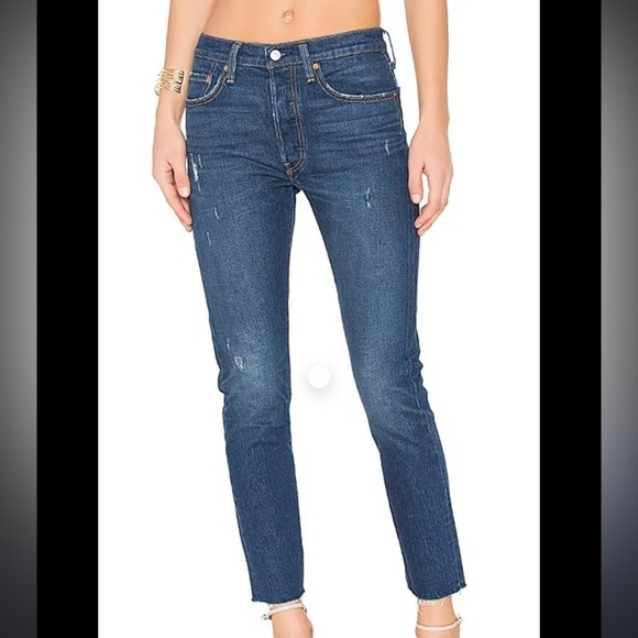 Levi’s 501 Skinny Light Distressed High Rise Jeans sz 32 - Picture 1 of 13
